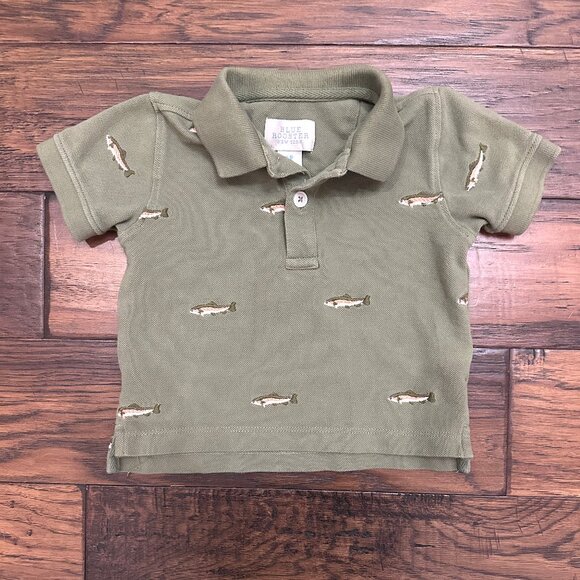 Blue Rooster Polo Shirt with Fish Embroidery - Picture 1 of 4
